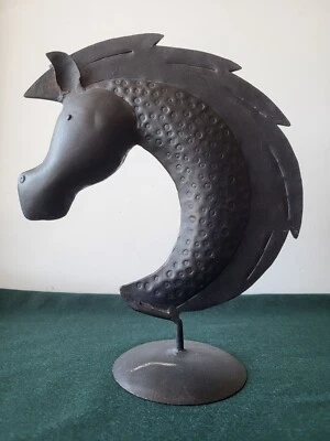 Vintage Soviet Folk Art Horse Sculpture – Naive Black Tin Décor, 1980s USSR - Image 1 of 4