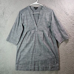 XXI Mini Dress Tunic Top Women Medium Split Neck Stretch 3/4 Sleeve Blue - Picture 1 of 8