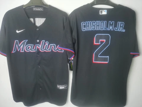 Jazz Chisholm Jr. #2 Miami Marlins Black Cool Base Jersey Cover