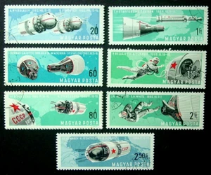 Ungarn, 1966 Amerika & Russland im Weltraum, Kurzset, 7 Briefmarken, CTO, scharniert - Bild 1 von 3