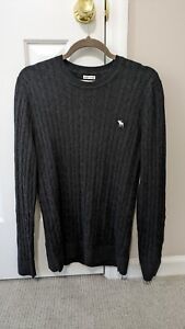 Mens Abercrombie & Fitch Cotton Cashmere Sweater Cable Knit Gray Medium