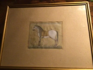 Vintage Mogul Style India Gouache & Gold Gilt Horse Art PAINTING signed - Picture 1 of 11