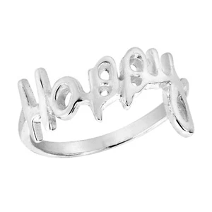 Anello in argento sterling .925 lettere parole 'FELICI' MESSAGGIO ISPIRAZIONE - 7 - Foto 1 di 5