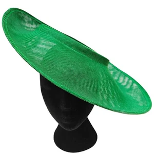 green large wide brim DIY fascinator base wedding hat Kentucky Derby Ascot - Picture 1 of 4