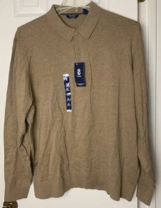 Polo maglione uomo Izod marrone nuovo con etichetta taglia XXL 2XL elasticizzato morbido grande e alto nuovo - Foto 1 di 13