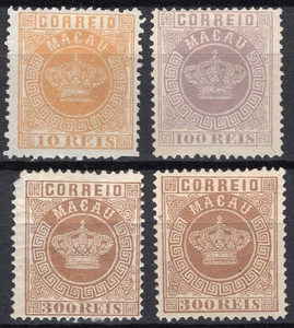 Macao/Macao 1884 selección de 4x sellos corona perf.12 1/2 Michel sin usar/como nuevo - Imagen 1 de 2