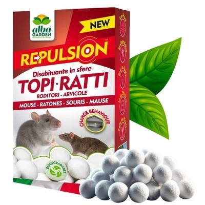 Repellente Topi Disabituante in Sfere di Cellulosa per Ratti Talpe Roditori 100g - Immagine 1 di 4