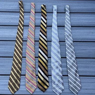 Lote De 5 PAUL FREDRICK [RAYAS/oro] Corbata Hombre 100% Seda Foto 1 de 4