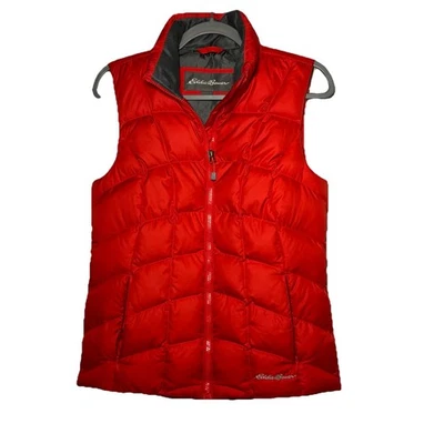 Chaleco Eddie Bauer para mujer XS rojo plumón acolchado ligero bolsillos con cremallera completa Foto 1 de 4