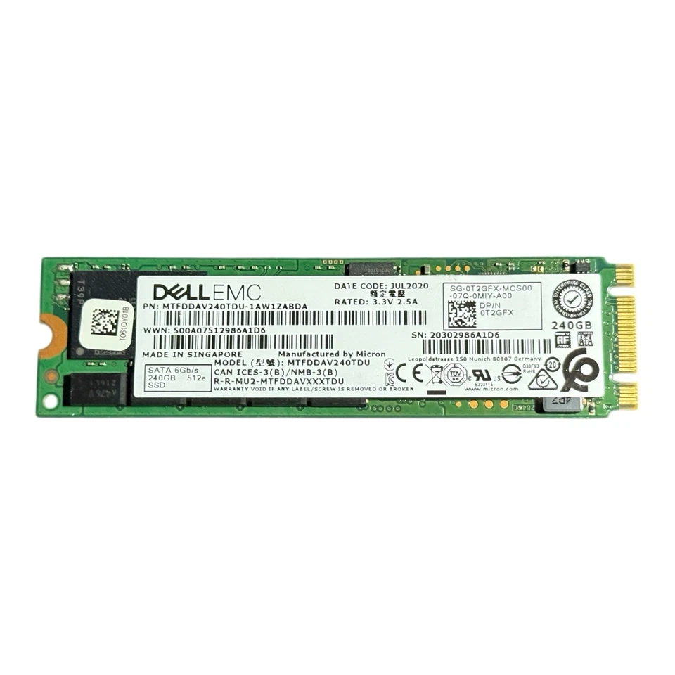 DELL by Micron 240GB M.2 SATA SSD (MTFDDAV240TCB-1AR1ZABDA) Foto 1 de 1