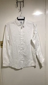 Zara Men's White Long Sleeve Shirt-Slim Fit-Cotton Blend Size Large 21Pt, 31L - Picture 1 of 16