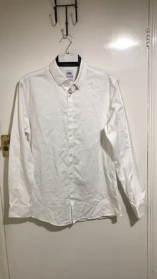Zara Men's White Long Sleeve Shirt-Slim Fit-Cotton Blend Size Large 21Pt, 31L - Image 1 of 4