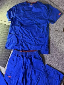 Small Scrubs Size Small Dickies Royal Blue Medical Scrub Set Top Bottom - Picture 1 of 4