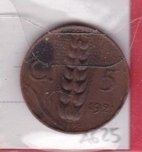 A625: Moneta Coin Vittorio Emanuele III - 5 Centesimi 1921 Spiga - Picture 1 of 1