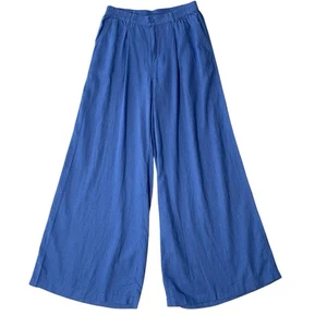 AERIE Hose hoher Bund weites Bein Leinenmischung Größe Small blau - Bild 1 von 8
