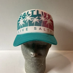 Salt Life Live Salty Trucker Hat Adjustable Snap Back White Black One Size - Picture 1 of 7