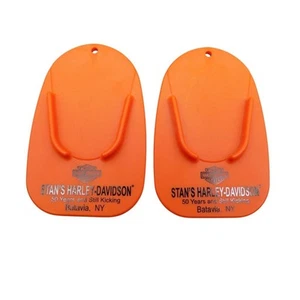 Stan's Harley Davidson Motorcycle Kickstand Pads Set of 2 Batavia NY Orange F/S - Foto 1 di 1
