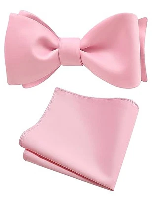  Pañuelo de pajarita de color liso para hombre rosa satinado Foto 1 de 4