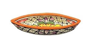 Talavera Boat Shaped Multicolor Floral Trinket Dish - Picture 1 of 14