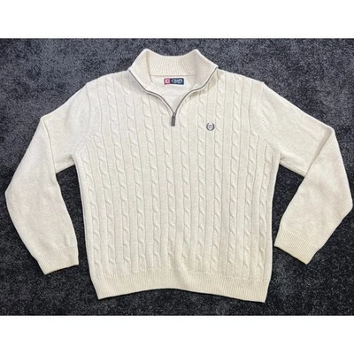 Chaps Mens Cream Cable Knit 1/4 Zip Sweater *No Size Tag - See Measurements - Image 1 of 4