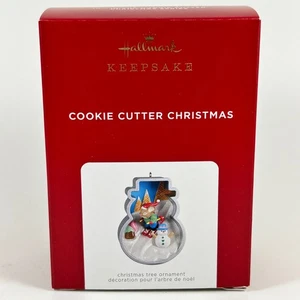NIB Hallmark Ornament 2021 Cookie Cutter Christmas #10 Snowman with Mouse Skiing - Picture 1 of 6