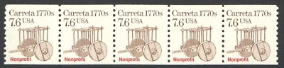 5 Unused US Postage Nonprofit 7.6 cent Stamps Carretta 1770s - Image 1 of 2