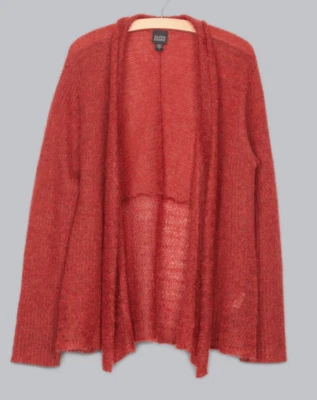 Eileen Fisher Women L Mohair Melange Cardigan Sweater Minimalist Fuzzy OpenFront - image 1 of 4
