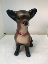 Vintage Mexico Ceramics Brown Chihuahua Dog Figure Figurine Statue 8.25" Tall