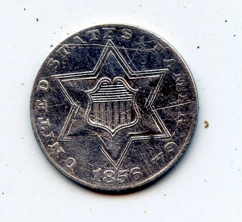 1856-p silver three cent piece  (SEE PROMO) Cover