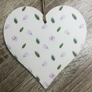 Floral Wooden Hanging Heart Plaques Decoupaged Handmade Mothers Day Gift 10cm - Picture 1 of 1