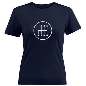 Manual Transmission Shift Pattern 6 Speed Stick Juniors Girl Women Tee T-Shirt - Picture 1 of 24