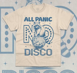 All Panic No Disco T-Shirt Funny Dancing Raccoon Meme Cute Unisex Shirt - Picture 1 of 8