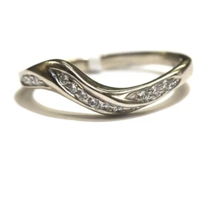 Anillo banda curva con racimo de diamantes NATURAL de oro blanco de 14k 3,4 g 0,13 quilates SI1 H ESTATE - Imagen 1 de 11