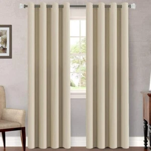H.Versailtex Elegant Beige Blackout Microfiber Curtain, 1 Panel, Grommet, 52x108 - Picture 1 of 7