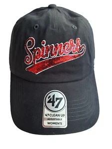 Lowell Spinners '47 Limpieza Ajustable Mujer Sombrero Negro con Lentejuelas Rojo Logo - Imagen 1 de 5