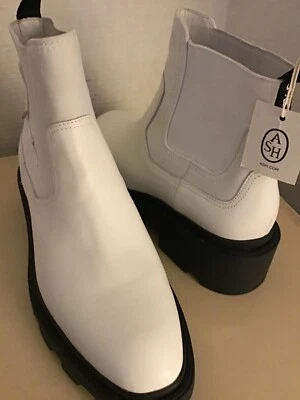 ASH Mujer NUEVAS Botas Chelsea Mastro Cuero Blanco US 10 Euro 41 Foto 1 de 4