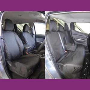 Mitsubishi L200 2015+ Waterproof Black Tailored Front and Rear Seat Covers - Picture 1 of 5
