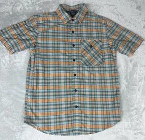 Camisa de investigación al aire libre para hombre mediana verde naranja a cuadros abotonada senderismo elástica - Imagen 1 de 10