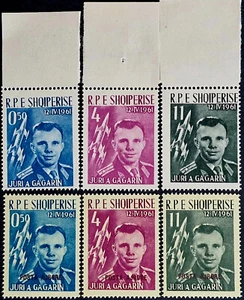 Albanien 1962 Posta Ajrore Aufdruck Russland Gagarin Weltraum 2 Typen Briefmarken 105,00 $ - Bild 1 von 9