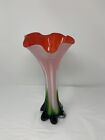 Mid Century Modern MCM Stretch Ruffle Art Glass Vase 12” No 350