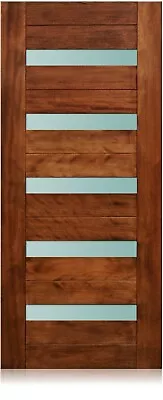 LuxDoors California Design [36" x 96"] Puerta de entrada frontal moderna de madera de caoba  Foto 1 de 2