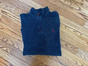 Men's Polo Ralph Lauren Dark Gray 1/4 Zip Pullover Sweater, Size Medium - Picture 1 of 3