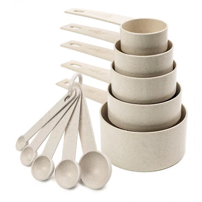 Beille 10 Piece Kitchen Measuring Cups Spoons Cooking Baking Set Wheat Straw - Image 1 of 4