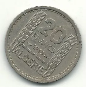 A HIGH GRADE 1949 FRENCH ALGERIA 20 FRANCS COIN-MAY796 - Picture 1 of 1
