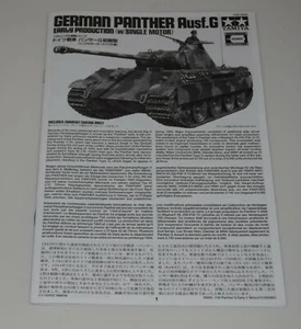 TAMIYA PANTHER AUSF G 30055 ⭐PIEZAS⭐ FOLLETO DE INSTRUCCIONES + GUÍA DE COLOCACIÓN 1/35 - Imagen 1 de 3