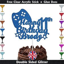 Personalised Glitter Game Console Video Gaming Birthday Cake Topper Decoration