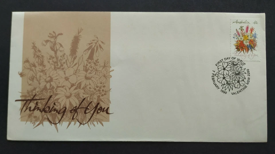 1990 Australia Greetings Flowers "Thinking of You" 1v Stamp FDC - Image 1 of 2