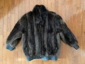 Canadian Beaver Mahogany Brown Fur Winter Coat Women's Zipper Front Size 14 - Picture 1 of 14