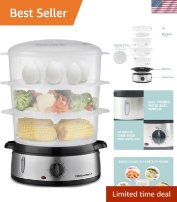 Versatile 9 Quart Electric Food Steamer - Customize Cooking with BPA-Free Trays - Image 1 of 4