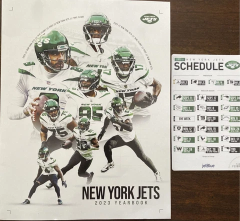 2023 NEW YORK JETS OFFICIAL YEARBOOK + 2023 MAGNET SCHEDULE Cover